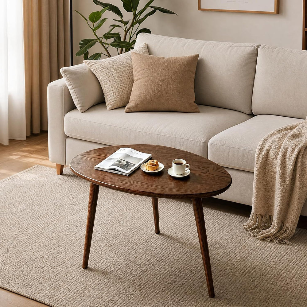 Walnut Oval Side Table, 17.5''D x 25.6''W x 19.7''H, ...