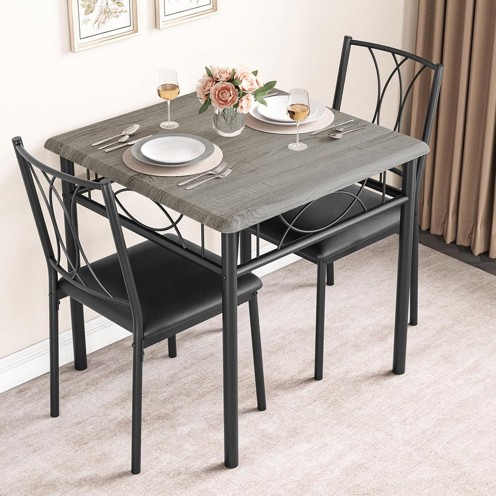 GarveeHome Small Dining Table Set for 2, Square Table and Chairs Set of 2, 3 ...