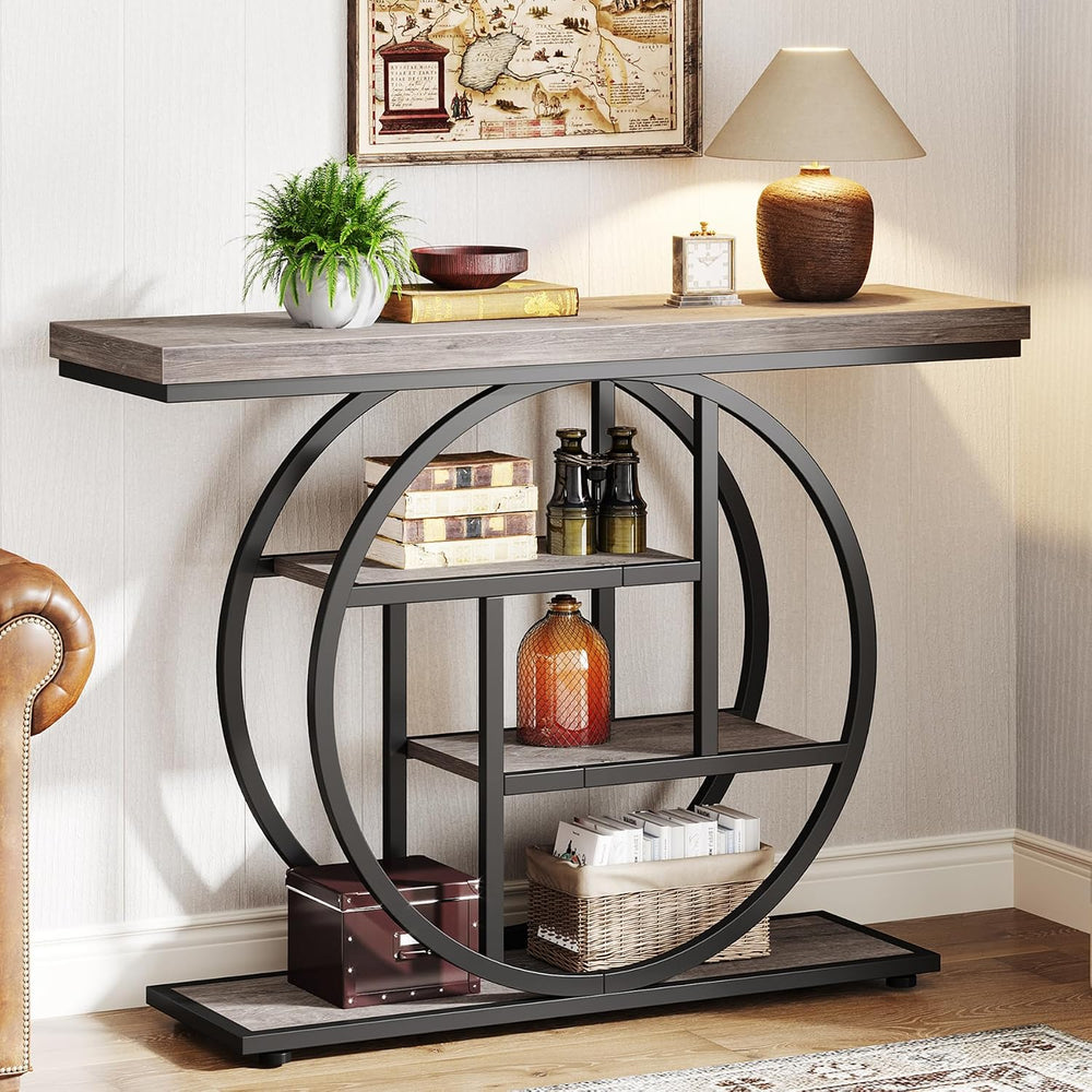 Tribesigns 41.3" Console Table, Industrial 4-Tier Sofa Table Entryway Ta...