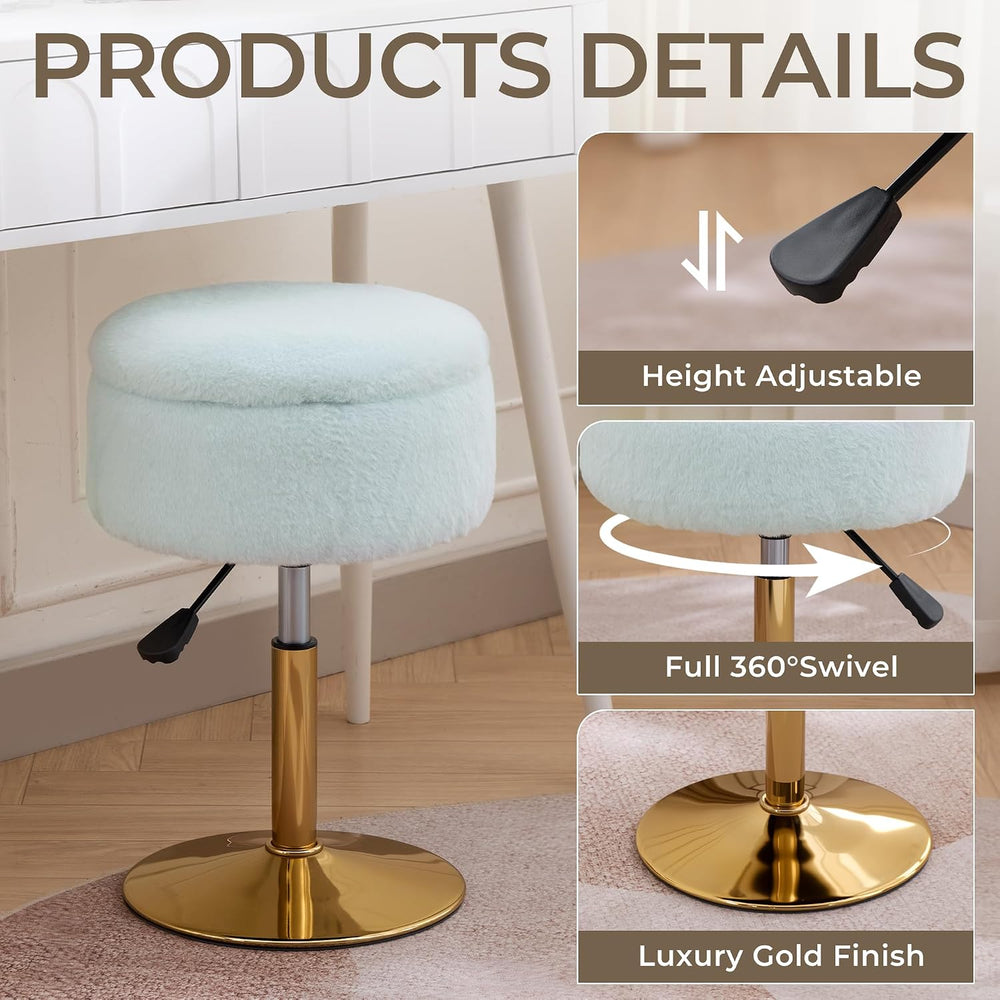 Vanity Chair with Storage Adjustable Stool for Vanity Swivel Vanity Stool Ott...