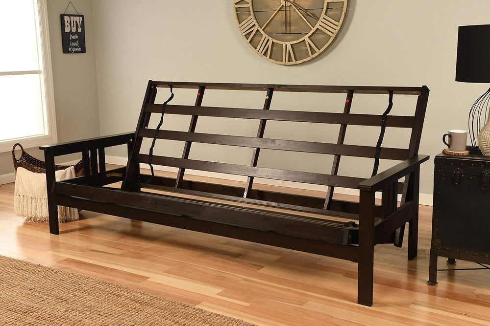 Kodiak Furniture Monterey Futon Set in Espresso Finish, Suede Navy