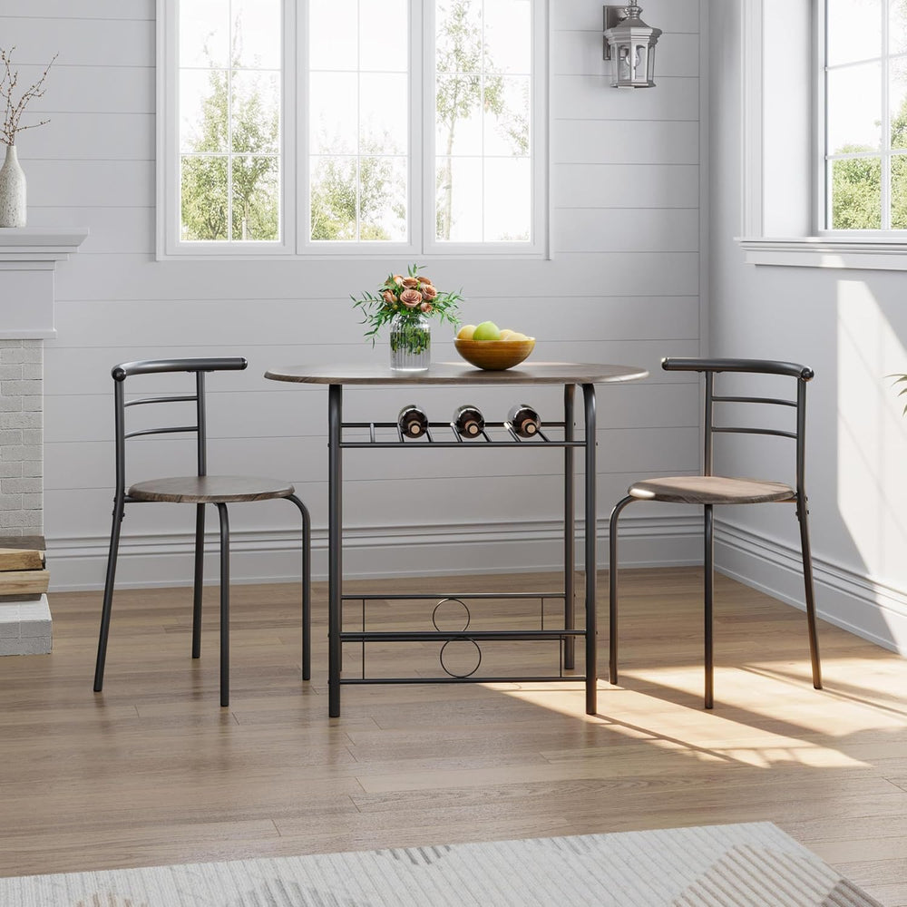 Yaheetech 3 Piece Dining Table Set for 2 Small Table and Chairs Drift Brown |...
