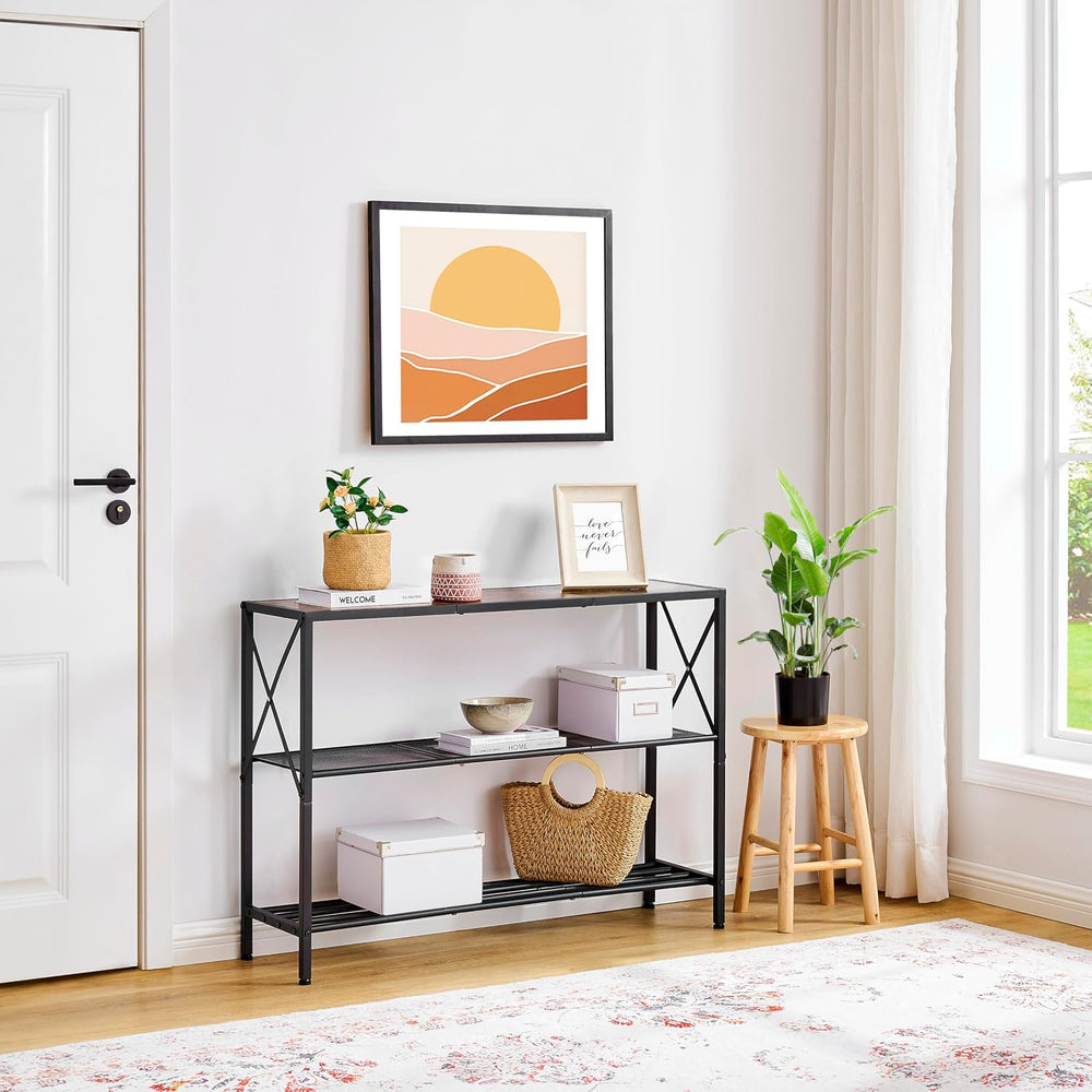 Hoctieon Industrial Console Table, 3 Tier Entryway Table, Hallway Table, Narr...