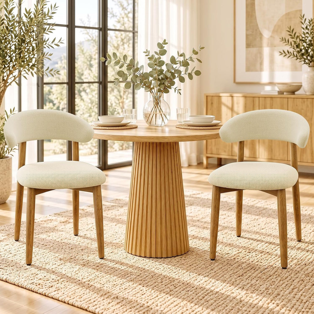 Wooden Dining Chairs Set of 4,Farmhouse Kitchen Chairs with Curved Back,Moder...