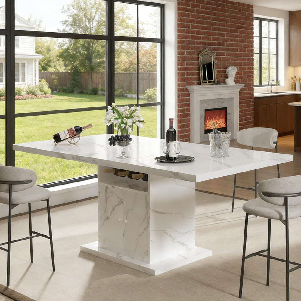Extendable Dining Table for 4-6, 47-63in Expandable Kitchen Rectangle Dining ...