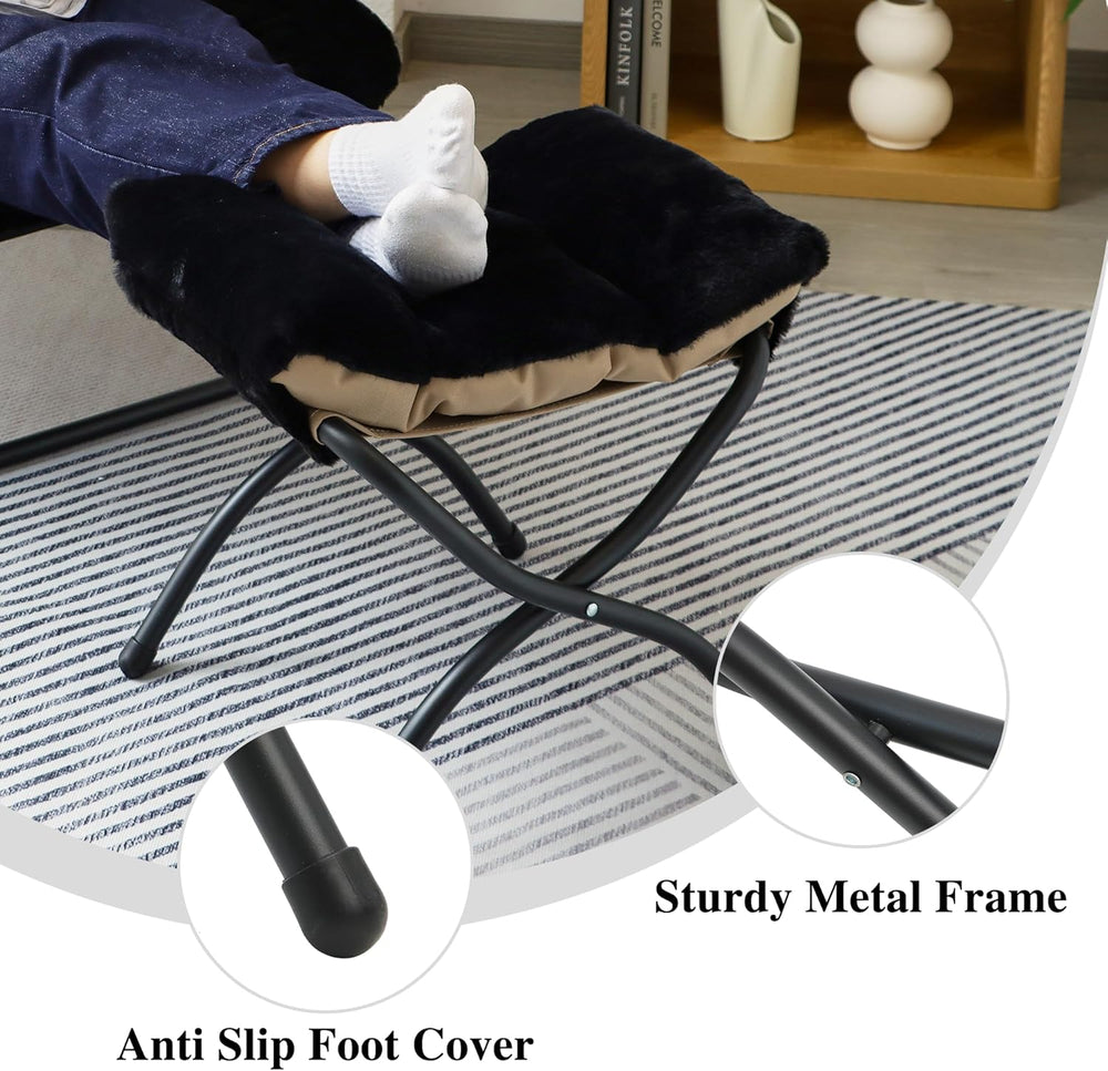 15"(H) Folding Ottoman, Set of 2, Foldable Footrest Stool, Small Foot St...