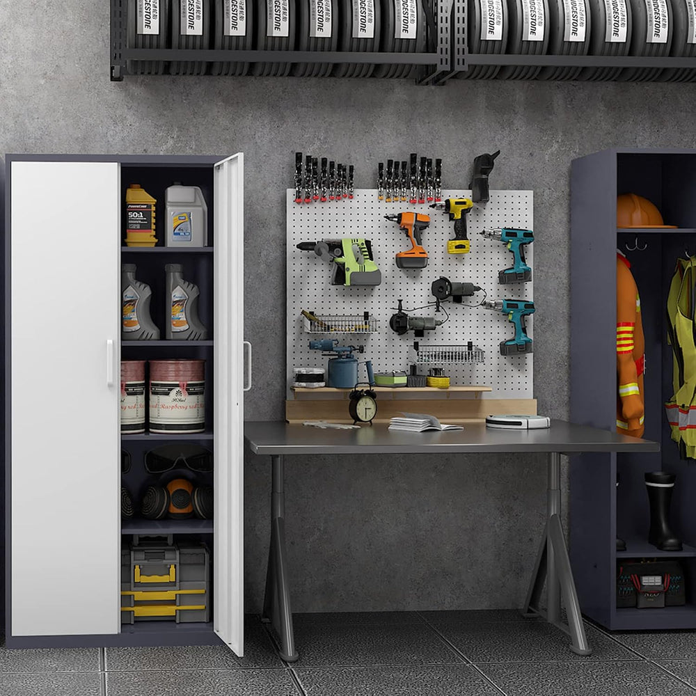 MIIIKO Metal Cabinet with Doors and Shelves, Tall Filing Cabinet for Home Off...
