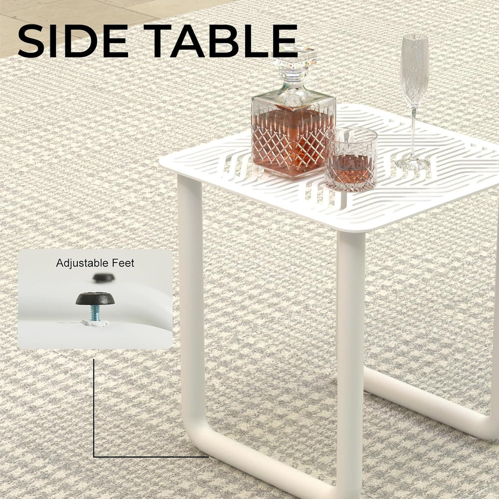 3 Piece Patio Outdoor Aluminum Swivel Rocking Chair with Coffee Table and 6.7...
