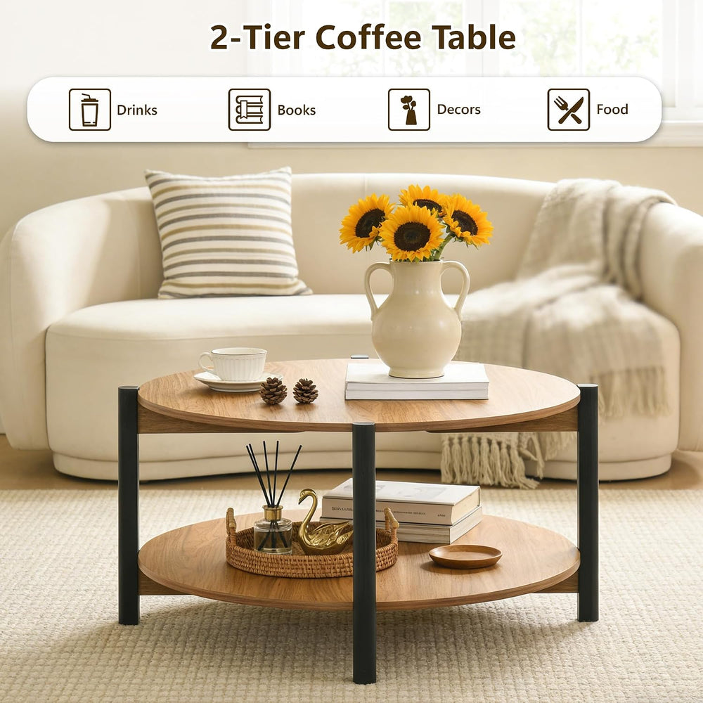 leovanni Coffee Table and End Table Sets, 34.4" Round Coffee Table with ...
