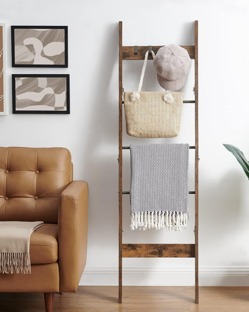 Hzuaneri Blanket Ladder for Living Room, Decorative Quilt Rack with 4 Removab...