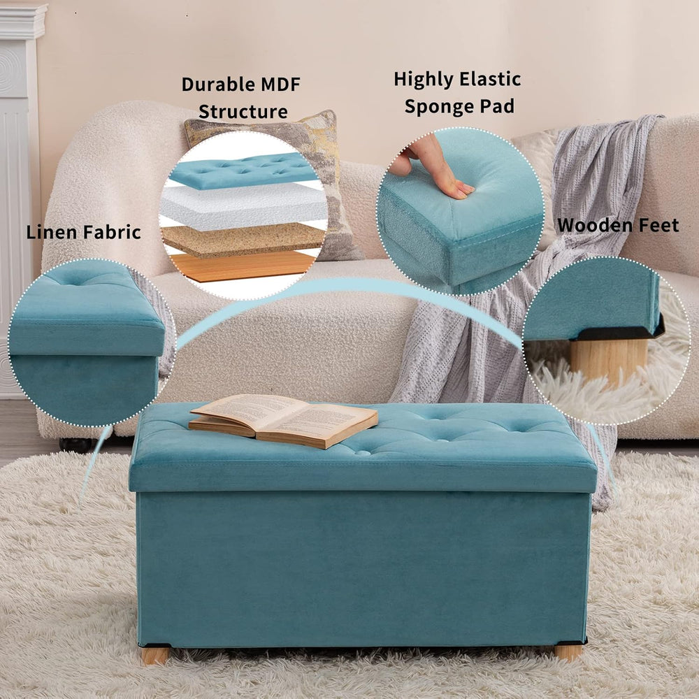 BRIAN & DANY 30 Inches Folding Storage Ottoman Bench, Ottoman with Storag...