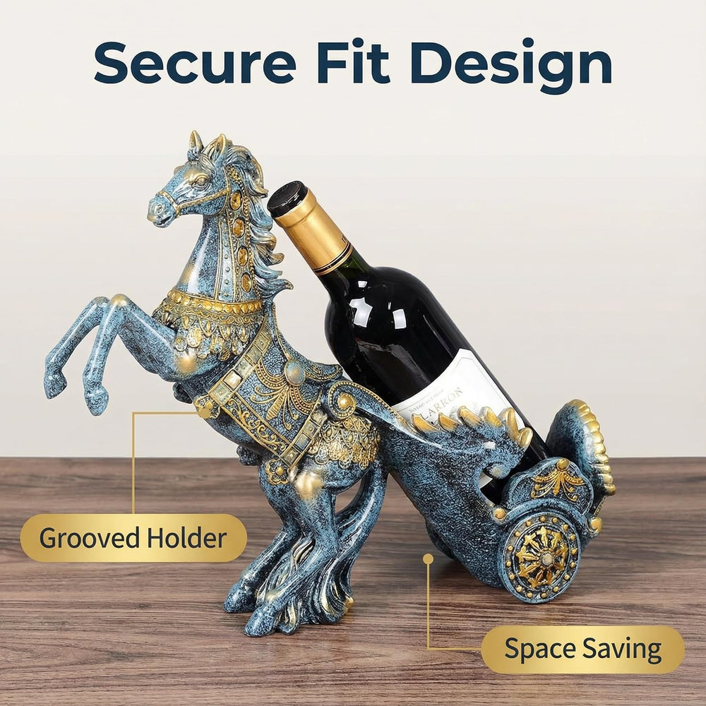 Horse Sculpture Resin Wine Bottle Holder - Tabletop Kitchen Decor, Decorative...