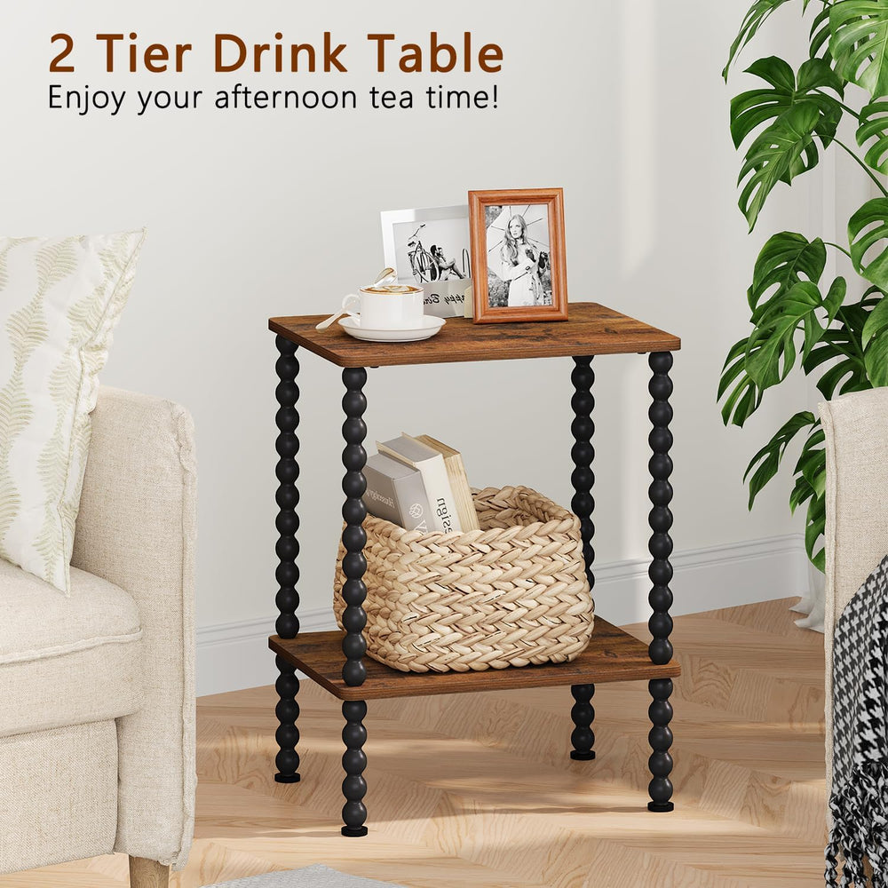 YINMIT End Table,2-Tier Small Side Table with Open Storage Shelf | Night Stan...