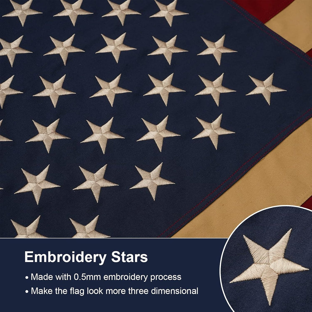 SYII Vintage American Cotton Flag 3x5 Ft, Luxury Embroidered Stars and Double...