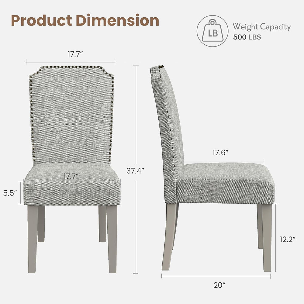 GarveeHome Upholstered Dining Chair Set, Solid Wood Chairs with Solid Wood Le...