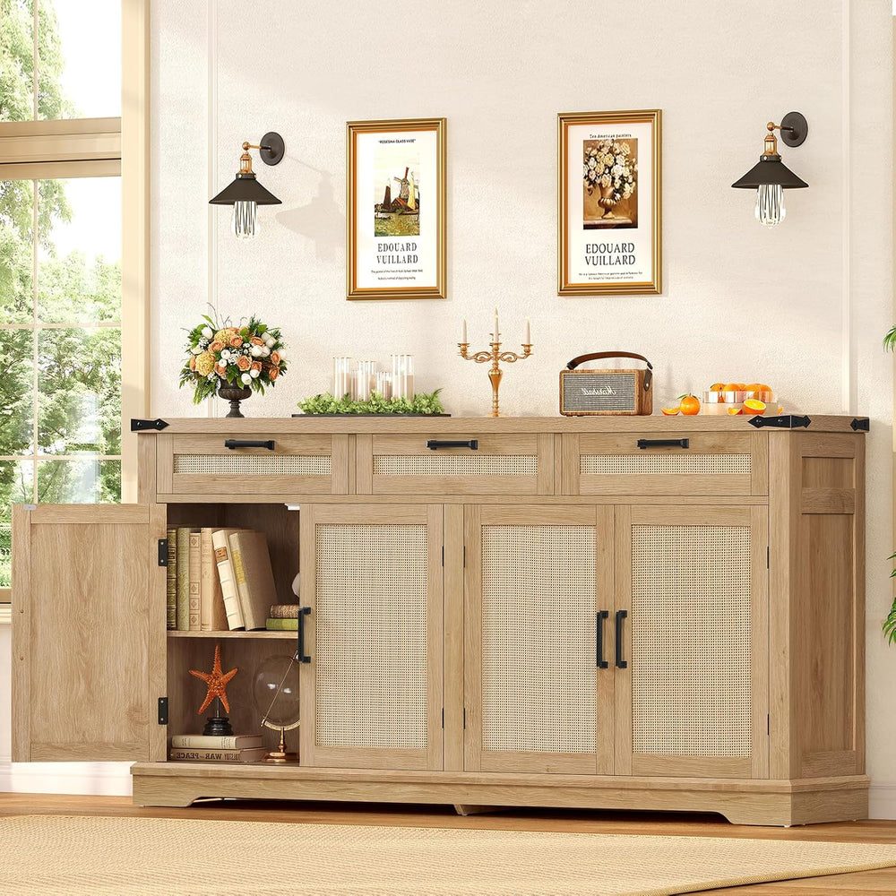 usikey 61” Large Buffet Cabinet with Storage, Sideboard Cabinet with 4 Doors ...