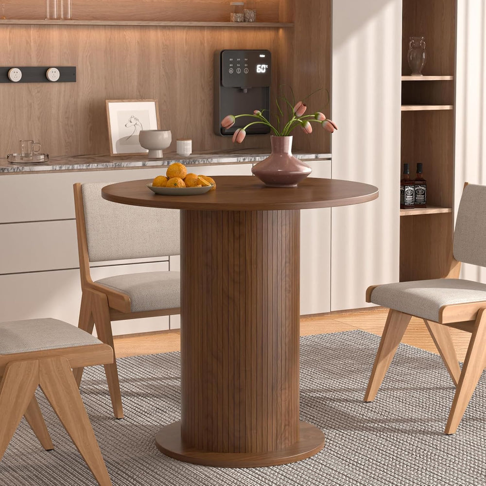31.5 inch Round Dining Table for 2, Modern Farmhouse Kitchen Table | Small Ci...