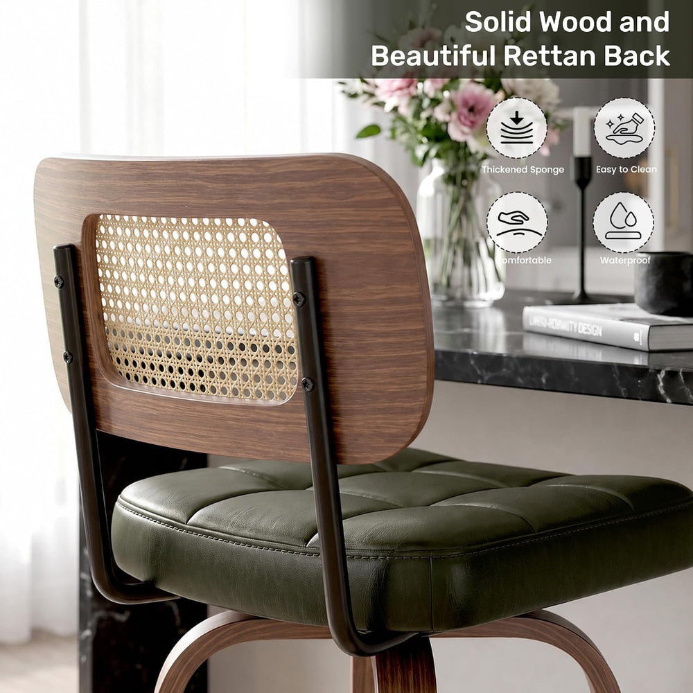 Swivel Counter Height Bar Stools Set of 2, PE Rattan