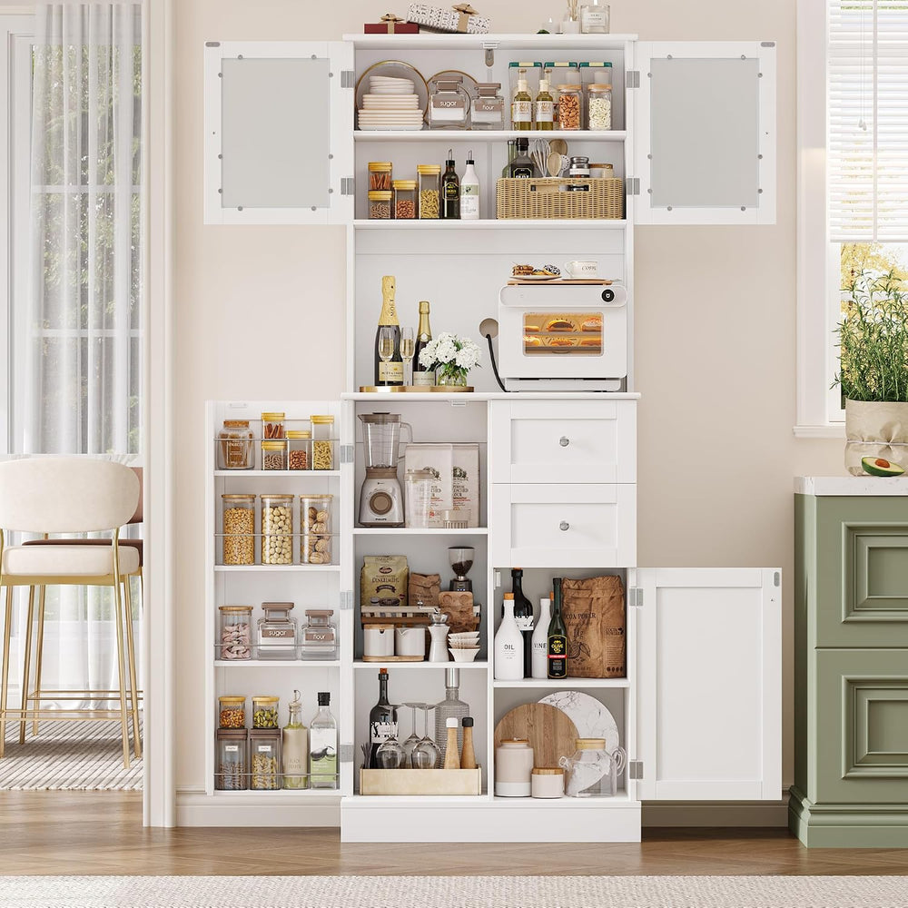 BOTLOG 72" Tall Kitchen Pantry Storage Cabinet with 4-Tier Door Shelves ...