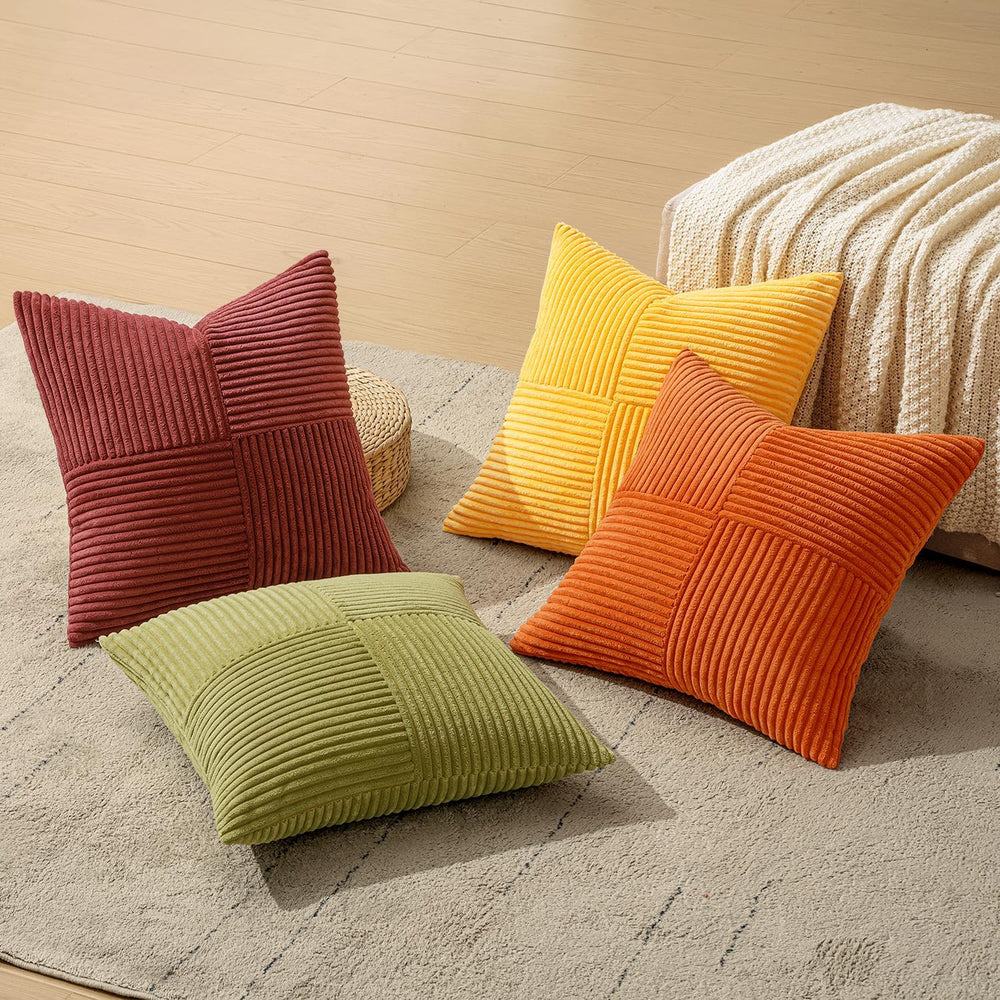 MIULEE Fall Yellow Orange Rust Throw Pillow Covers 18x18 Inch 4 Packs Boho Fa...