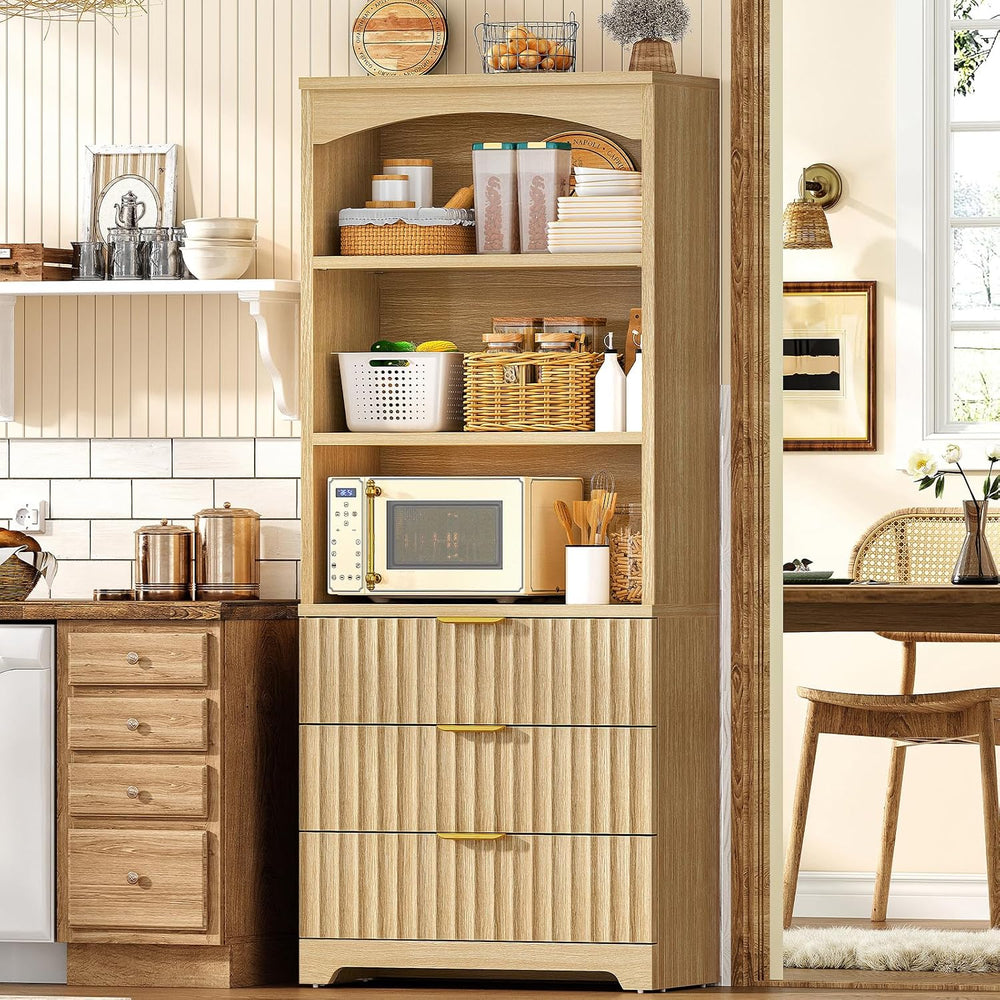 TEENFON 63.3" Tall Bookshelf, Bookshelves and Bookcases with Drawers, Ar...