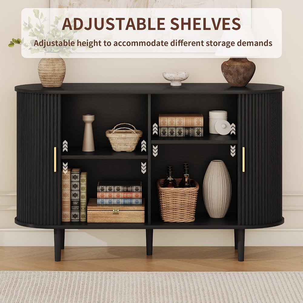 DHH 47.2" Sideboard Buffet Cabinet with Storage,Mid Century Modern Flute...
