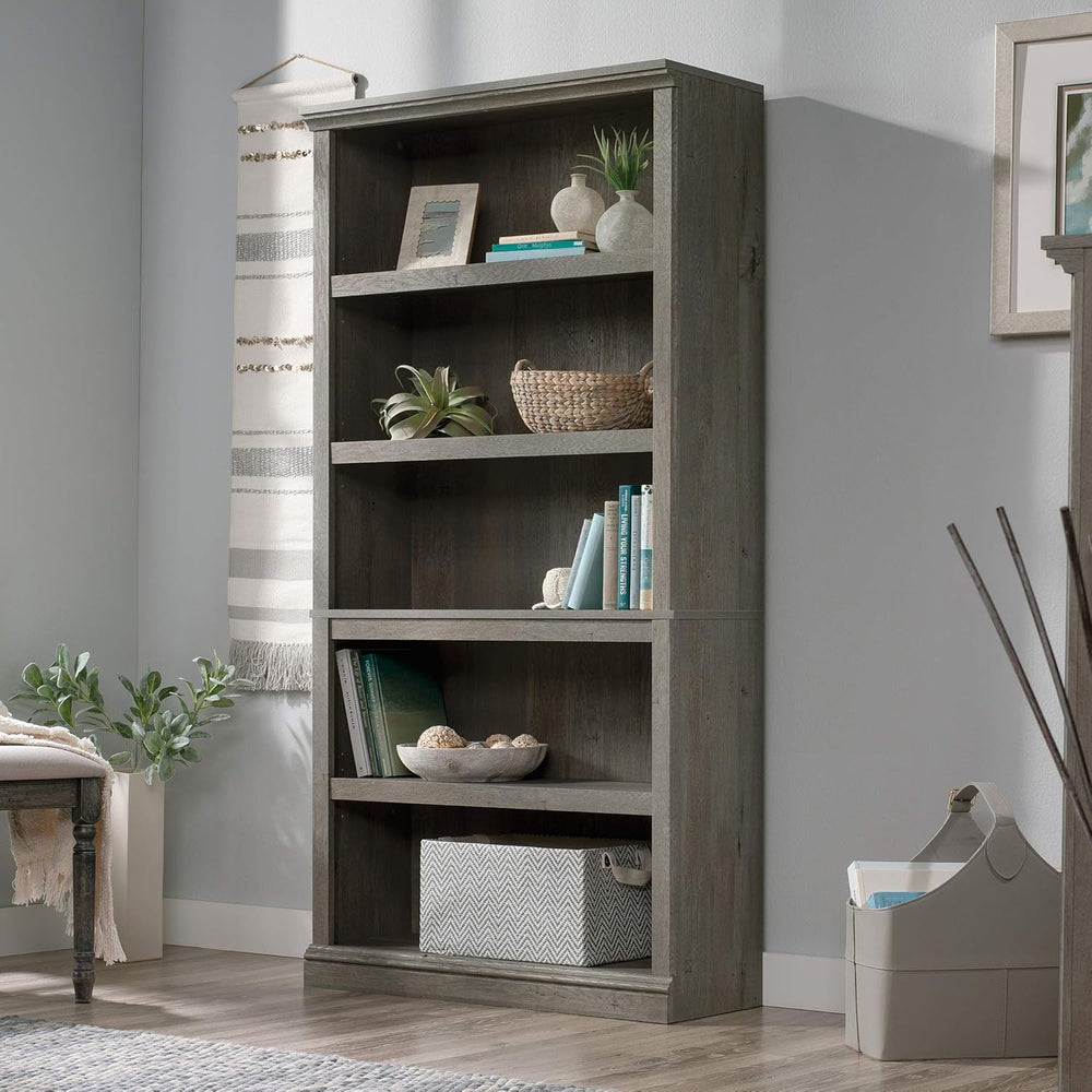 Sauder 5 Tier Book Shelf Wooden Bookcase Multipurpose Bookshelf for Home Offi...
