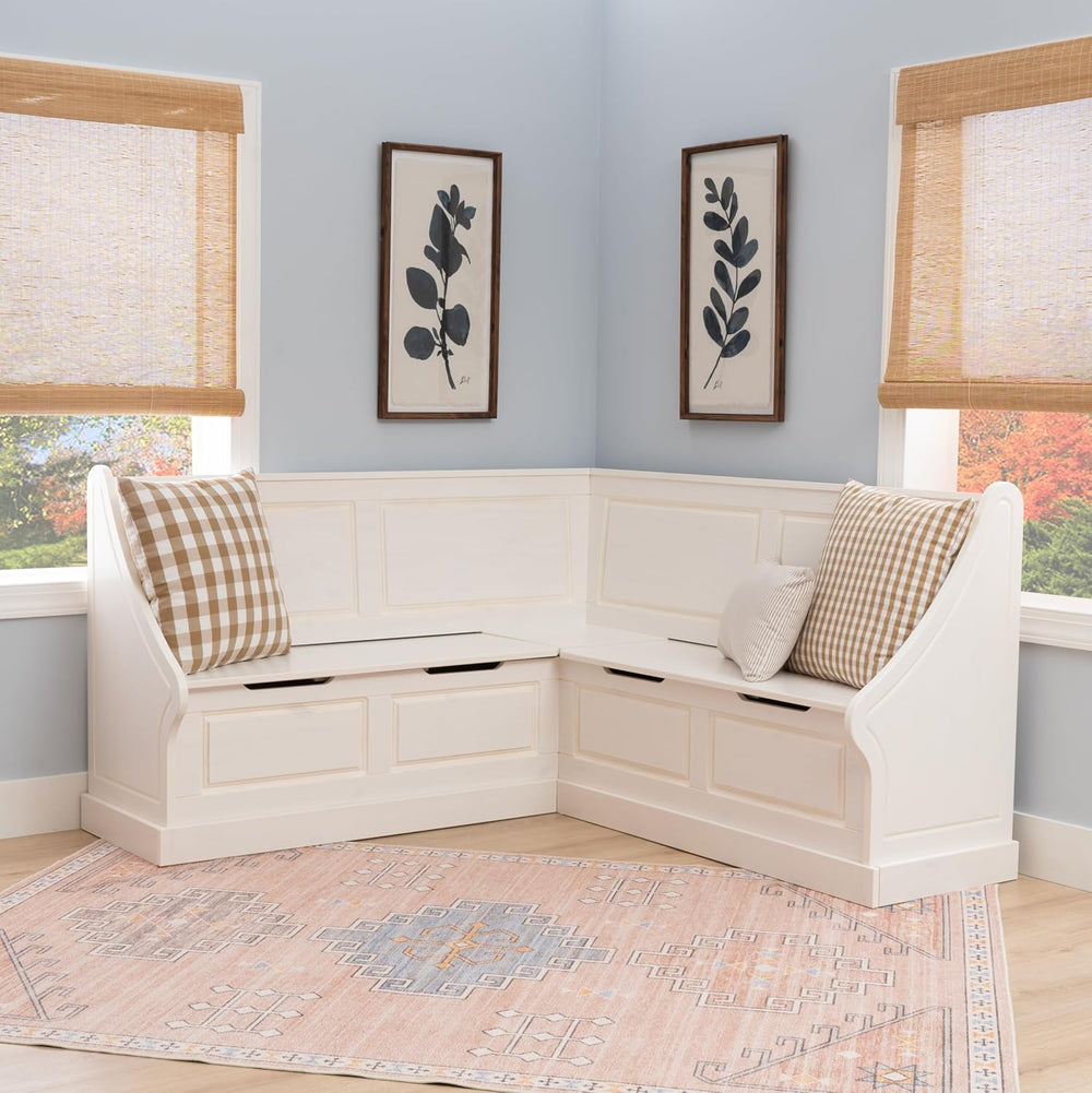 Linon Harris White Corner Breakfast Nook - Nook Only, Table is NOT included! ...