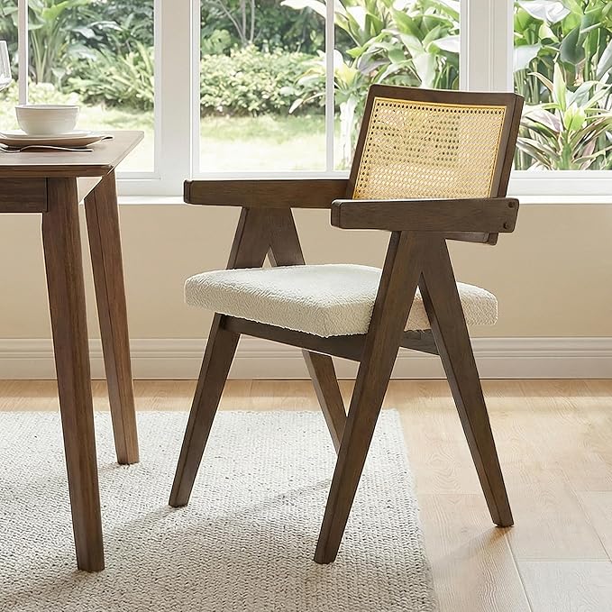 CHITA Rattan Dining Chairs Set of 4, Modern Dining Chair with 2.8inch Cushion...