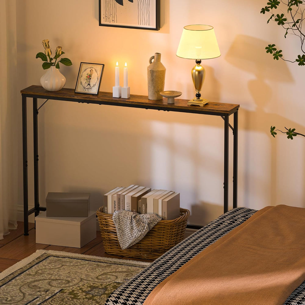47.2" Console Table, Narrow Entryway Table, Skinny Sofa Table, Behind Co...