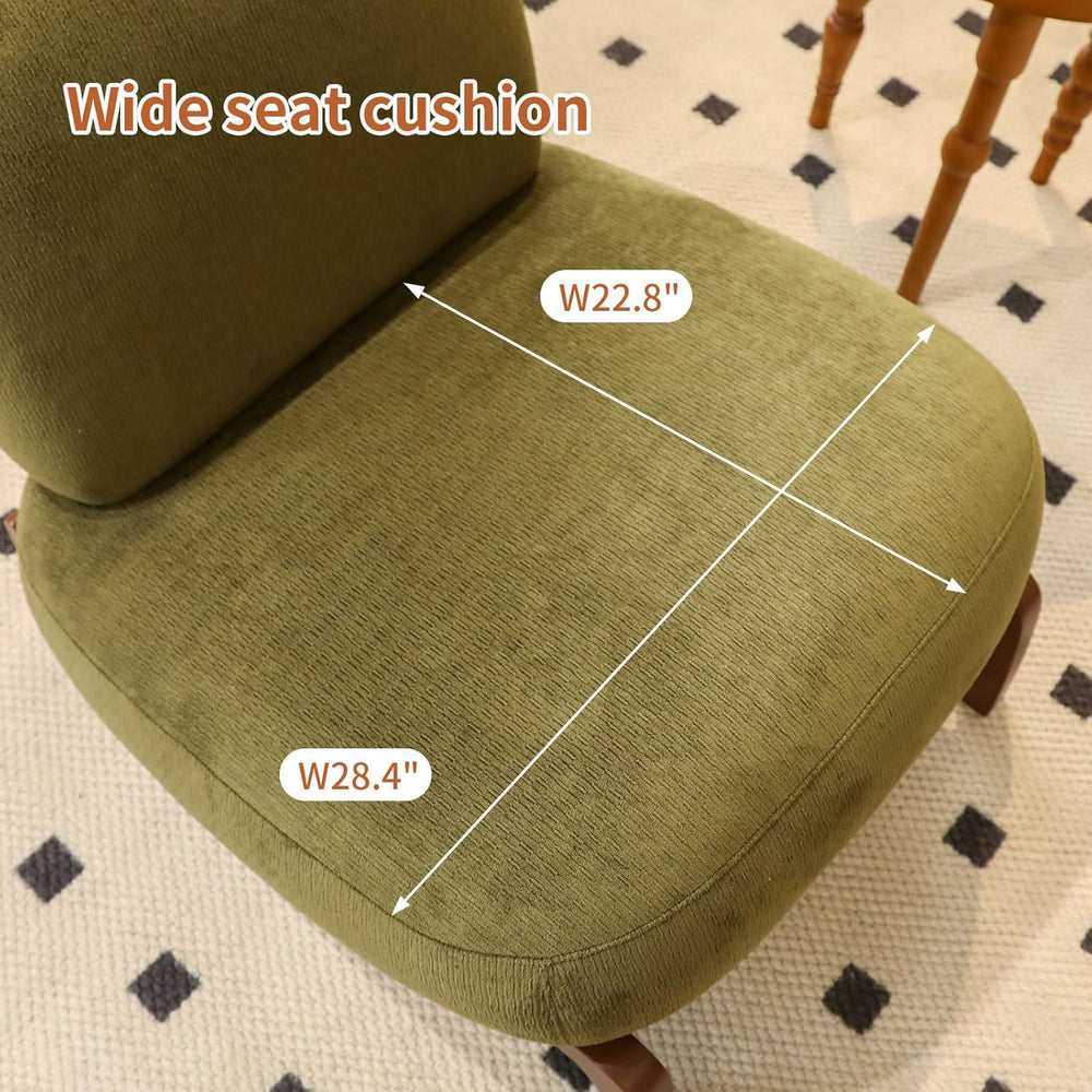 KEIKI Cute Comfy Accent Chair with Solid Wood Legs, Velvet Upholstered Single...