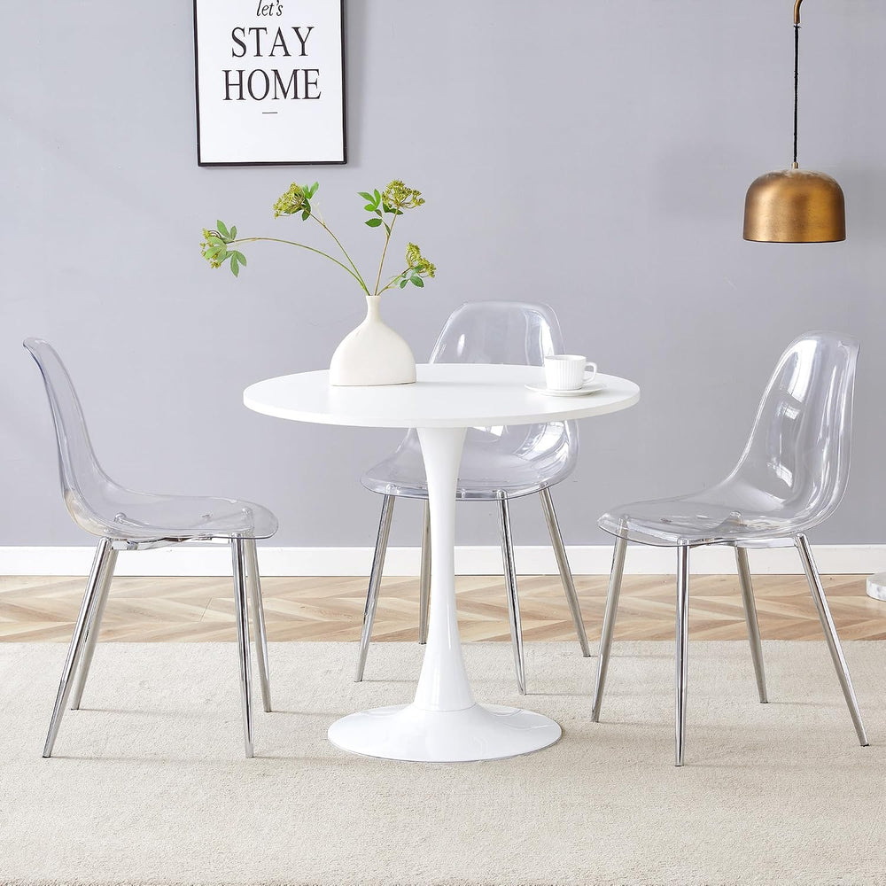 Clear Acrylic Dining Chairs Set of 4, Armless Modern Side Chairs with Transpa...