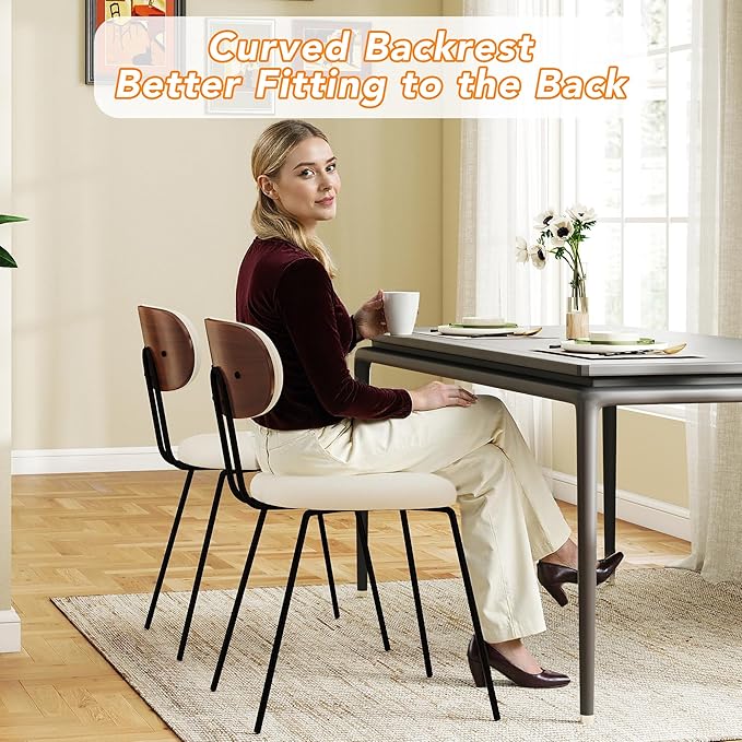 LSSPAID Dining Chairs Set of 2, Linen Fabric Upholstered Dining Room Chairs w...