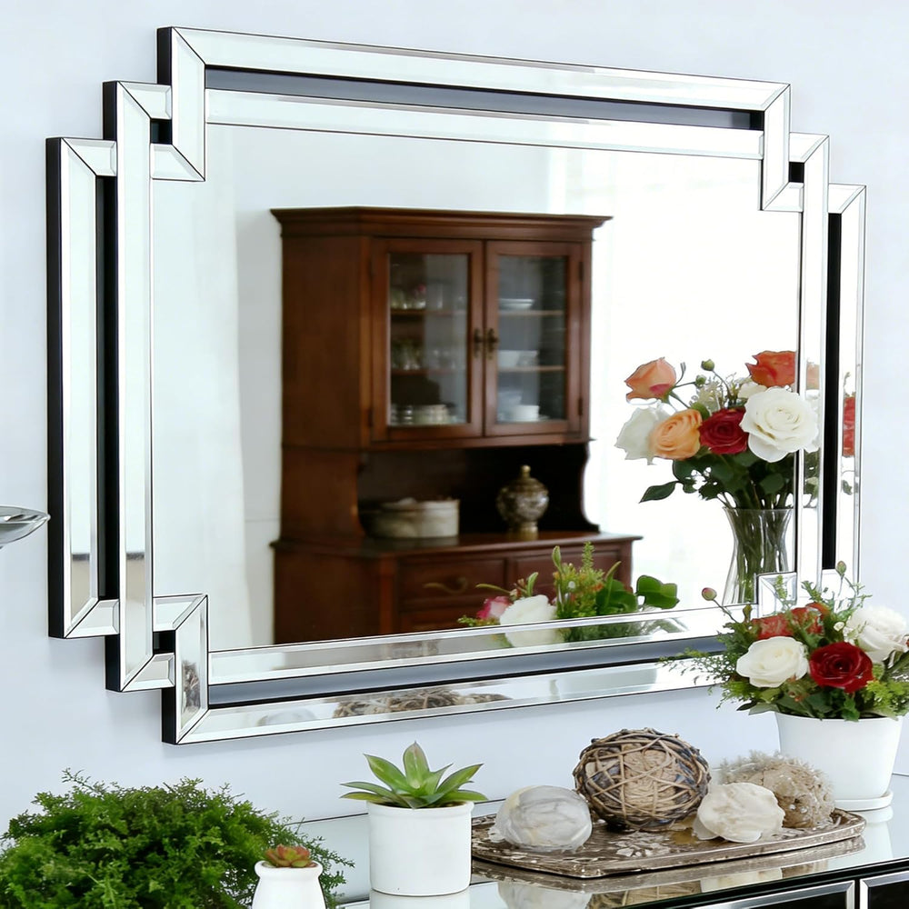 Modern Large Living Room Decorative Mirror with Mirrored Frame