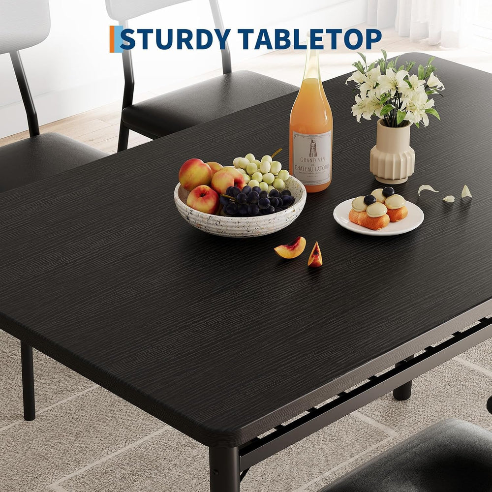 GarveeHome Dining Table Set for 4 with Storage Rack, Black | 5-Piece Kitchen ...