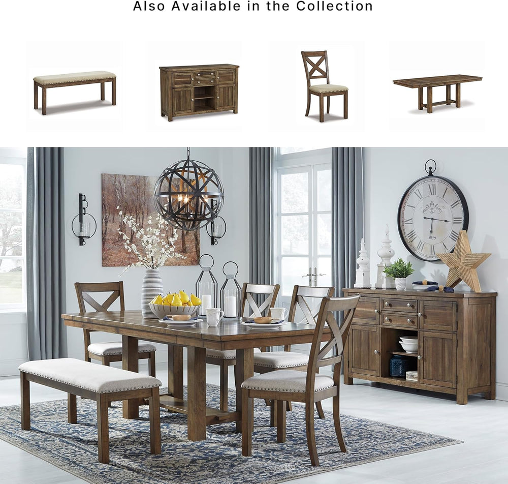 Signature Design by Ashley Moriville Wood Upholstered Dining Bench, Beige