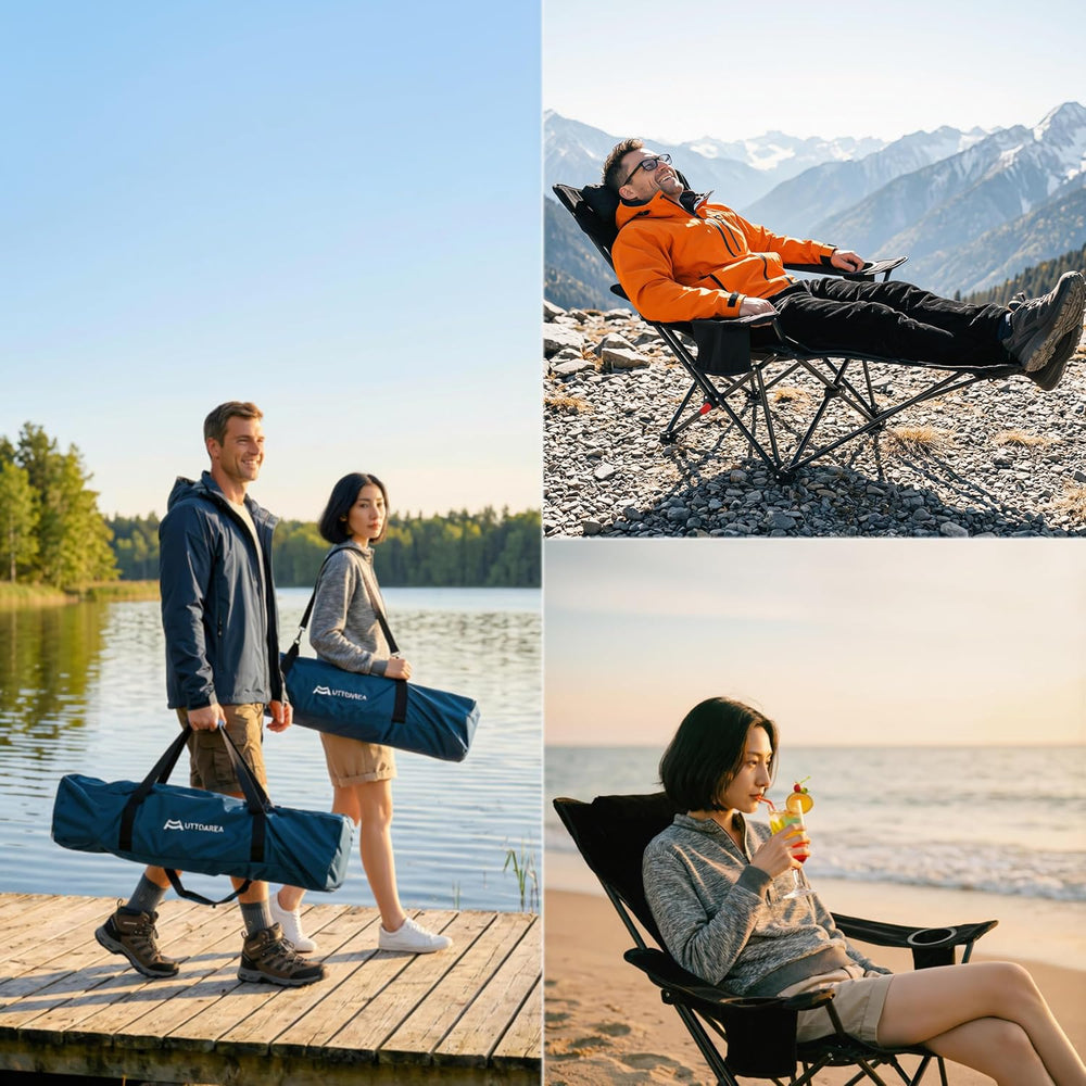 Portable Reclining Camping/Lounge Chair for Outdoor (1, Blue) | Soft Cushion,...