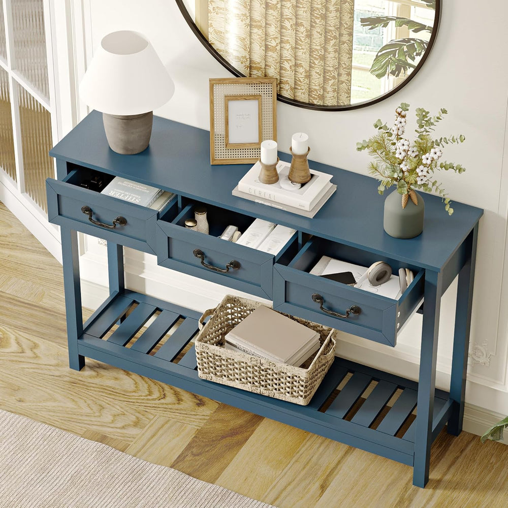 ChooChoo Console Table with 3 Drawers, Rustic Entryway Table, Narrow Long Sof...