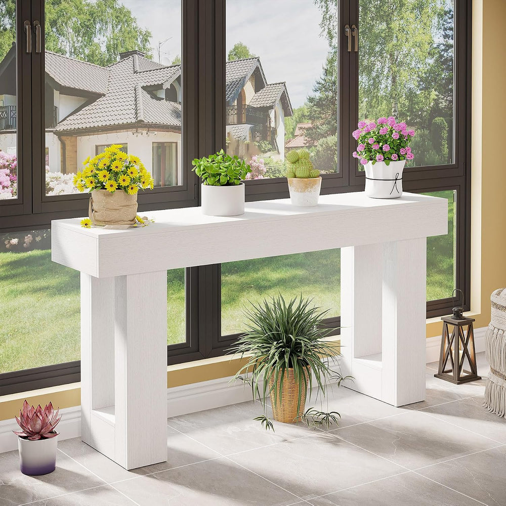 Tribesigns 63-Inch Long Console Table, Wooden Rectangular Sofa Table Behind T...