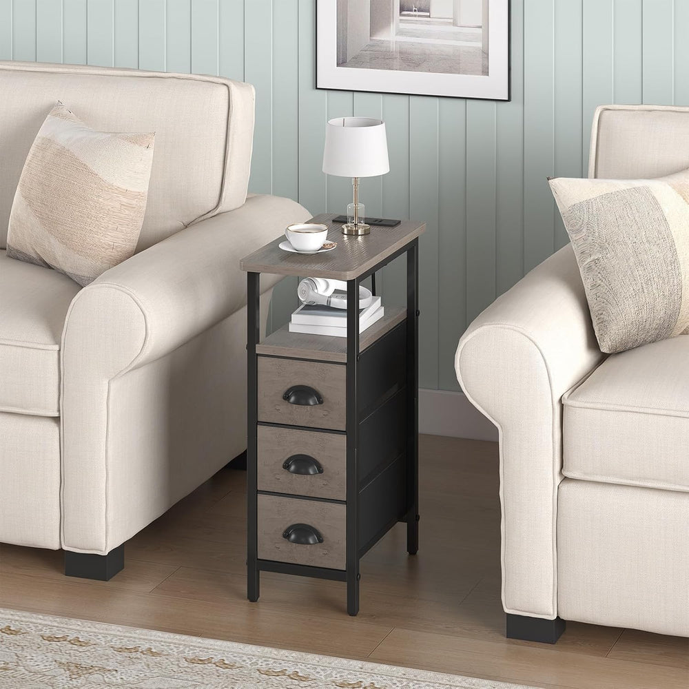 sthmec End Table with Charging Station,Narrow Side Tables with USB Ports and ...
