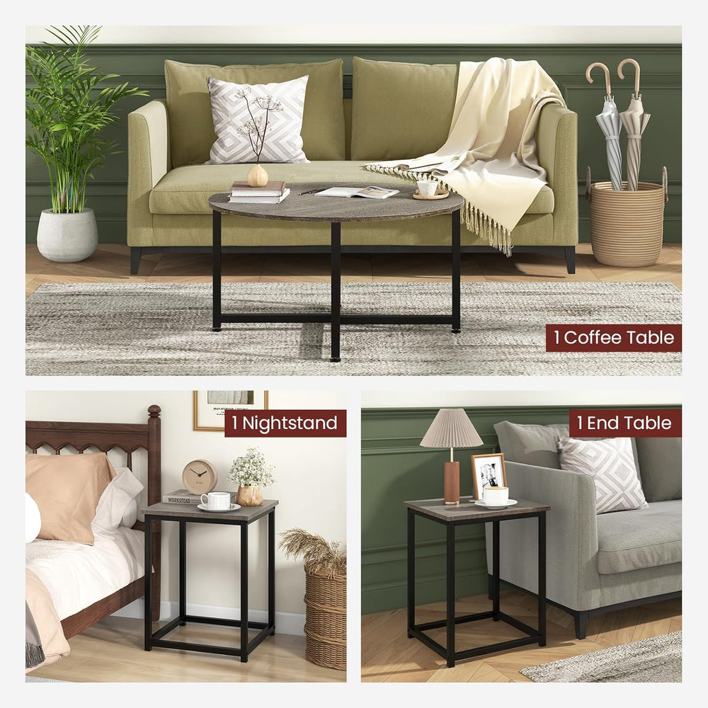 GIANTEX Round Nesting Table Set of 3, Farmhouse Living Room Table Set, Oak | ...