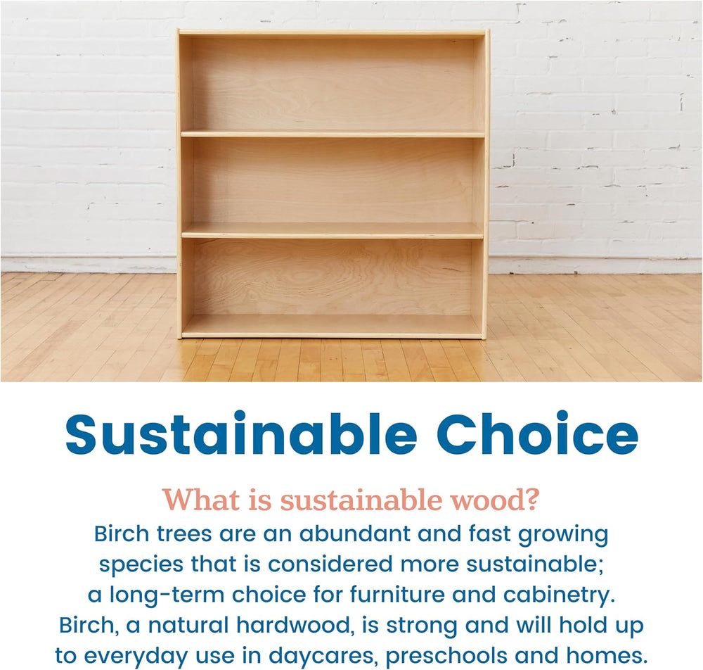 ECR4Kids Streamline 3-Shelf Storage Cabinet, 36in High, Natural | Durable bir...