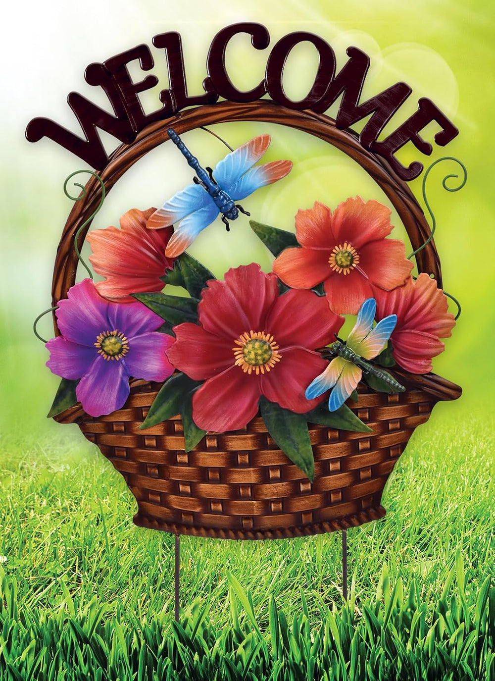 Sunset Vista Design Garden Stakes - Metal Welcome Sign with Stake For Yard La...