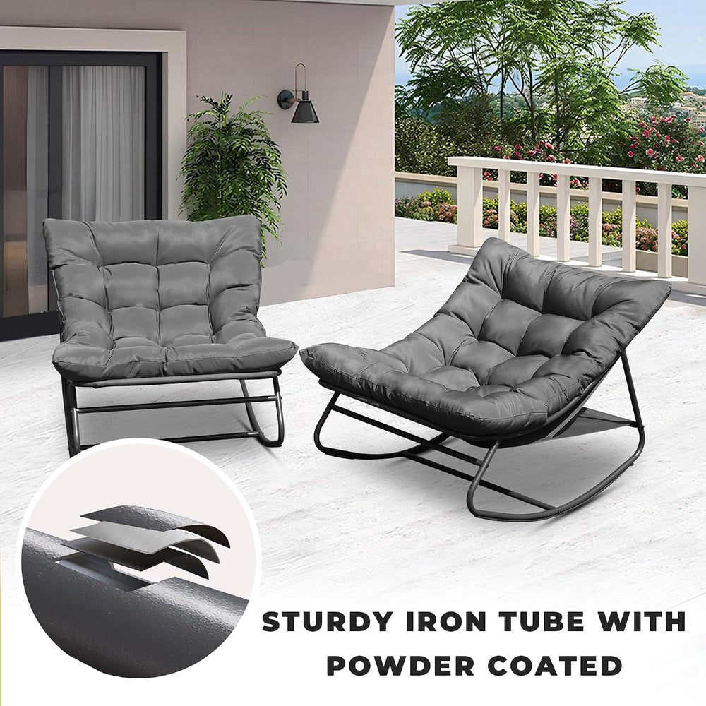 Outdoor & Indoor Oversized Rocking Chairs Set of 2 with Thick Cushions | ...