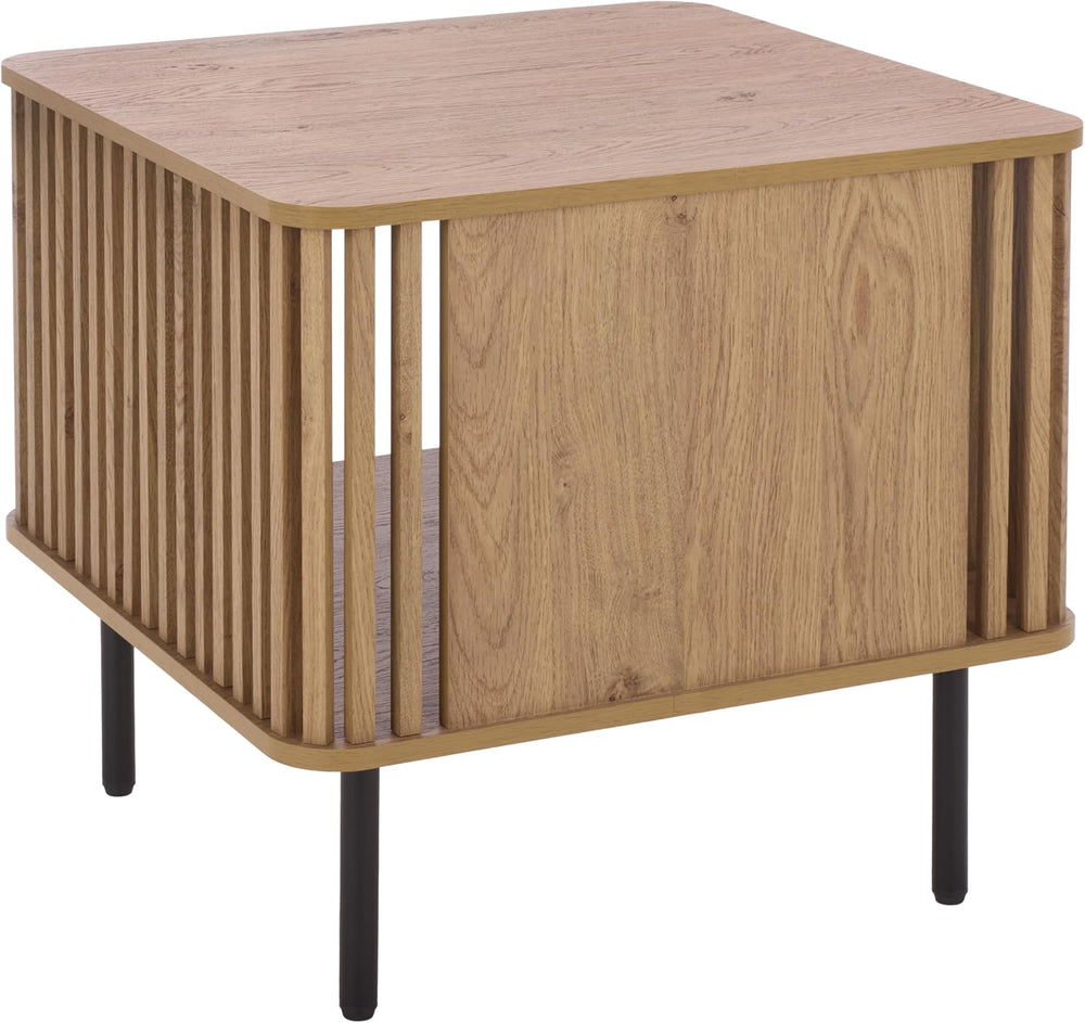 SAFAVIEH Home Collection – Kiyoshi Square Accent Table, Oak Finish & Blac...