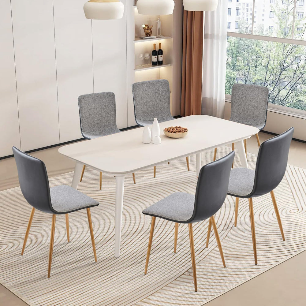 FurnitureR Dining Chairs Set of 4, Fabric Cushion Side Chairs Mid-Back with P...