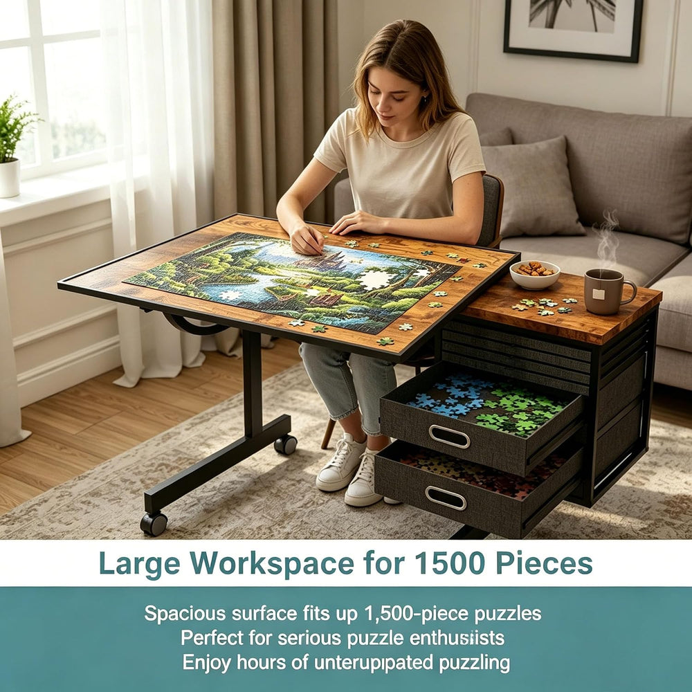 Adjustable Drafting Table with 4 Trays & 2 Storage Drawers, Multifunction...