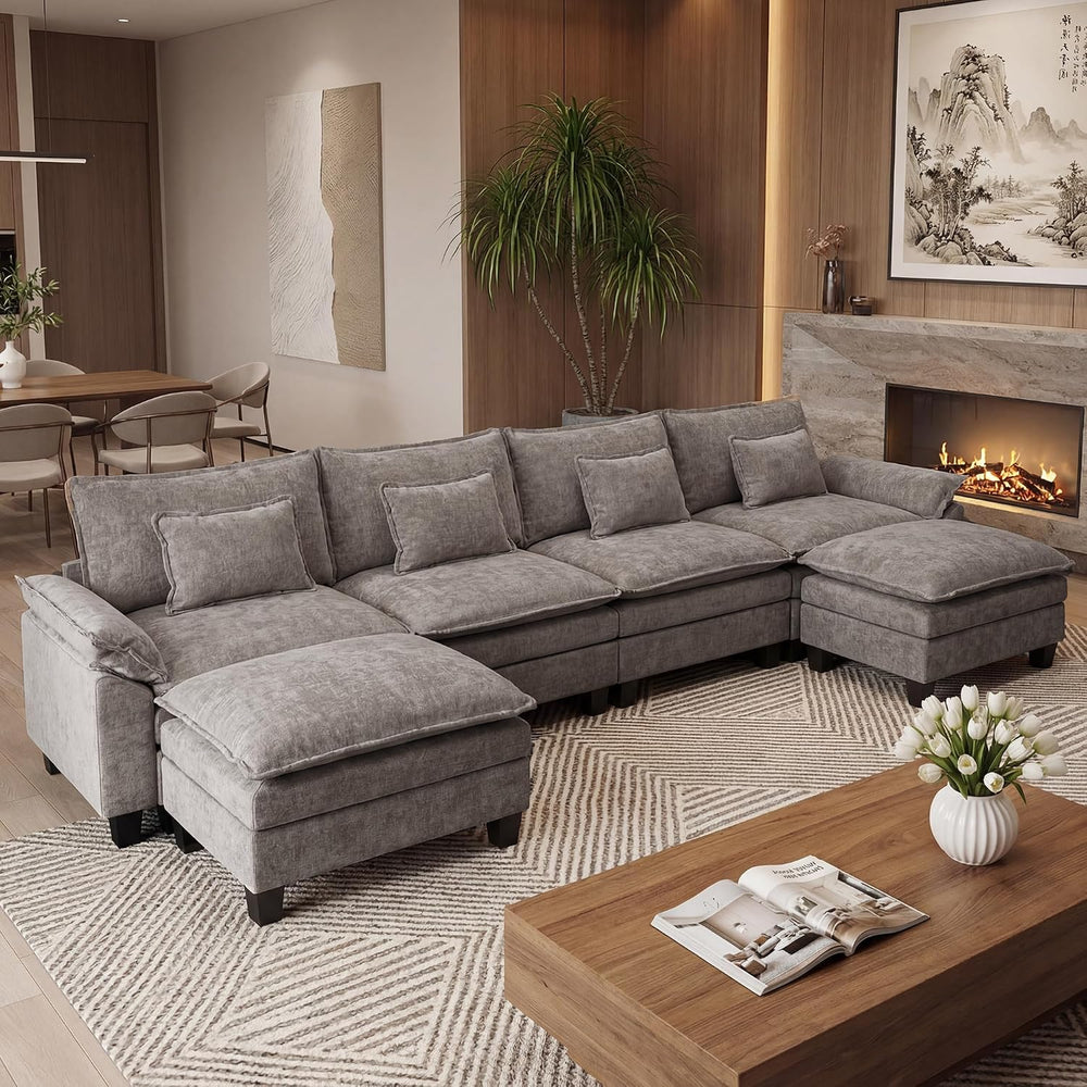 URRED Oversized Modular Sectional Sofa,Gray:157" U Shaped