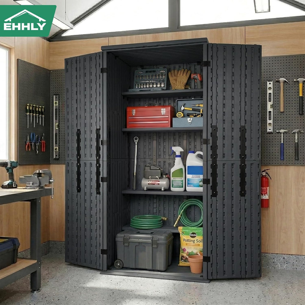 EHHLY Heavy Duty Tall Storage Cabinet Outdoor Weatherproof, 28 Cuft Garage St...