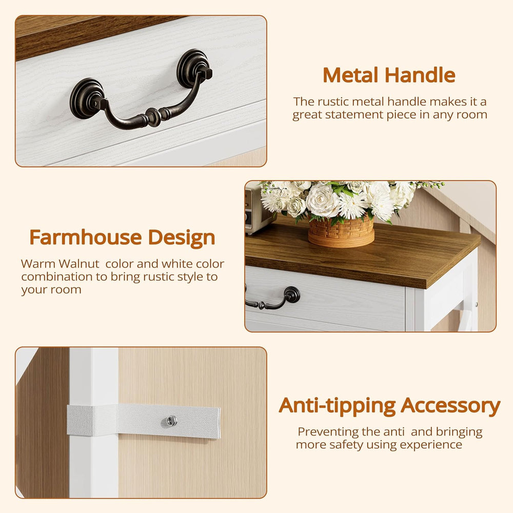 IRONCK 39.4" Farmhouse Console Table with Storage, White/Walnut | Narrow...